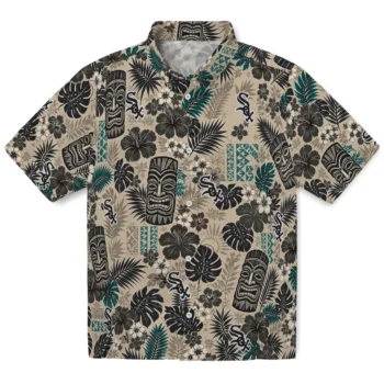 Chicago White Sox Hawaiian Shirt - Tiki Masks Warm Beige