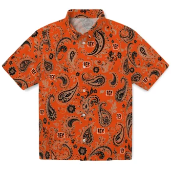 Cincinnati Bengals Hawaiian Shirt - Paisley Print Orange