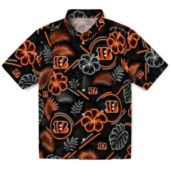 Cincinnati Bengals Hawaiian Shirt - Neon Florals Black