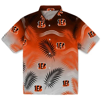 Cincinnati Bengals Hawaiian Shirt - Ombre Fronds Orange