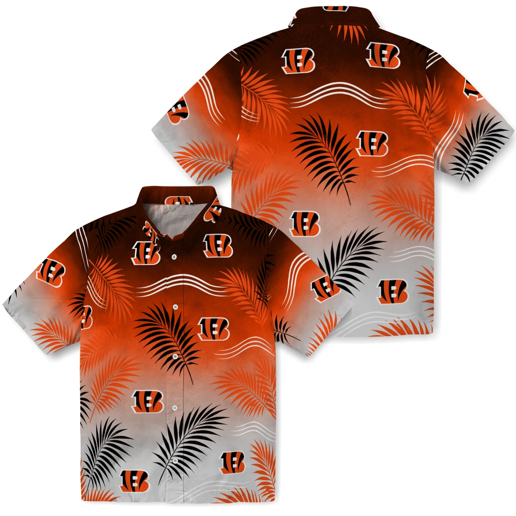 cincinnati-bengals-hawaiian-shirt-customized-ombre-fronds-orange-high-quality.webp