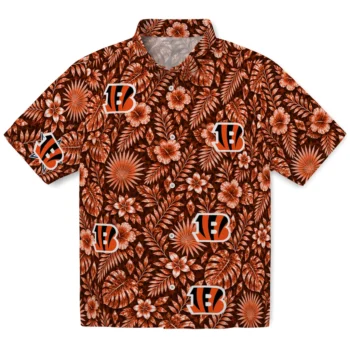 Cincinnati Bengals Hawaiian Shirt - Crystal Foliage Orange