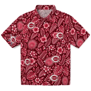 Cincinnati Reds Hawaiian Shirt - Crystal Foliage Red