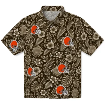 Cleveland Browns Hawaiian Shirt - Crystal Foliage Brown