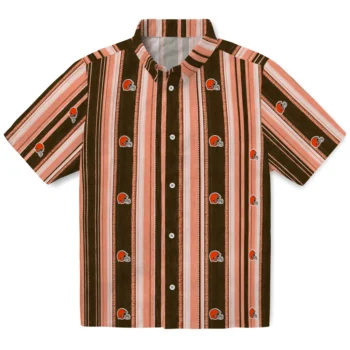 Cleveland Browns Hawaiian Shirt - Distressed Stripes Brown Orange