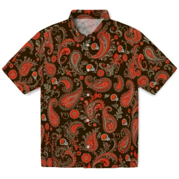Cleveland Browns Hawaiian Shirt - Paisley Print Brown