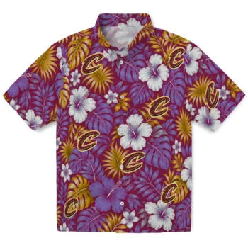 Cleveland Cavaliers Hawaiian Shirt - Hibiscus Monstera Wine