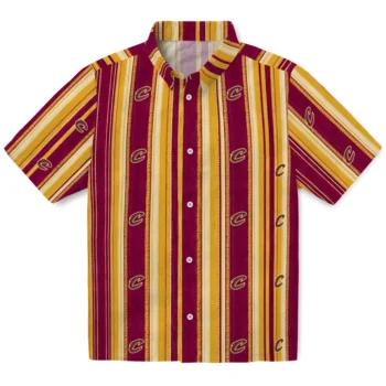 Cleveland Cavaliers Hawaiian Shirt - Distressed Stripes Wine Gold