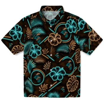 Coastal Carolina Chanticleers Hawaiian Shirt - Neon Florals Black