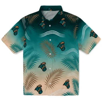 Coastal Carolina Chanticleers Hawaiian Shirt - Ombre Fronds Green