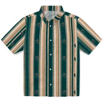 Coastal Carolina Chanticleers Hawaiian Shirt - Distressed Stripes Green Gold