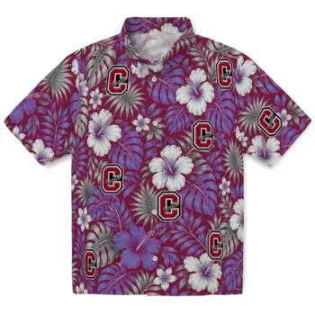 Colgate Raiders Hawaiian Shirt - Hibiscus Monstera Maroon