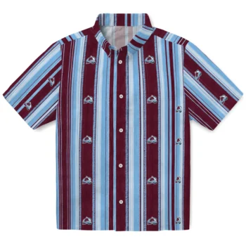Colorado Avalanche Hawaiian Shirt - Distressed Stripes Burgundy Blue