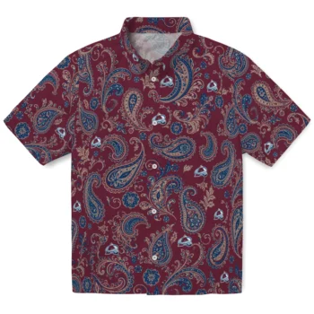 Colorado Avalanche Hawaiian Shirt - Paisley Print Burgundy