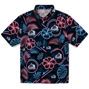 Colorado Avalanche Hawaiian Shirt - Neon Florals Black