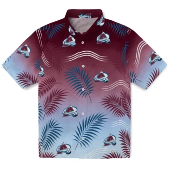 Colorado Avalanche Hawaiian Shirt - Ombre Fronds Burgundy