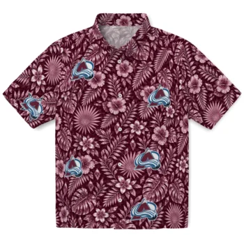 Colorado Avalanche Hawaiian Shirt - Crystal Foliage Burgundy