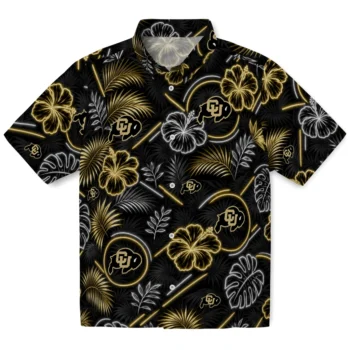 Colorado Buffaloes Hawaiian Shirt - Neon Florals Black
