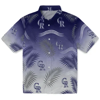 Colorado Rockies Hawaiian Shirt - Ombre Fronds Blue