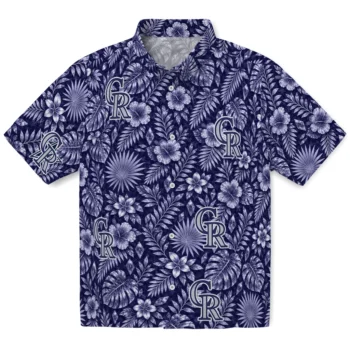 Colorado Rockies Hawaiian Shirt - Crystal Foliage Blue