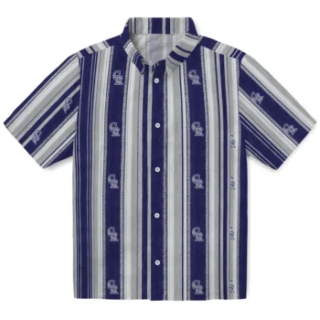 Colorado Rockies Hawaiian Shirt - Distressed Stripes Blue Silver