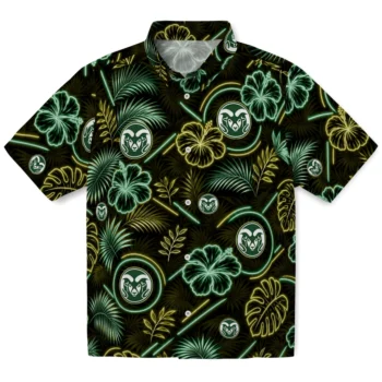 Colorado State Rams Hawaiian Shirt - Neon Florals Black