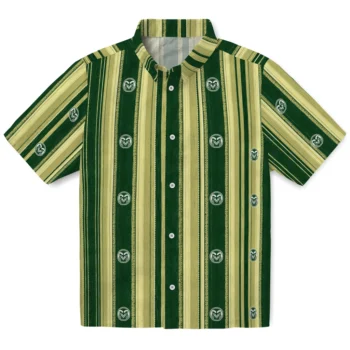 Colorado State Rams Hawaiian Shirt - Distressed Stripes Green Gold