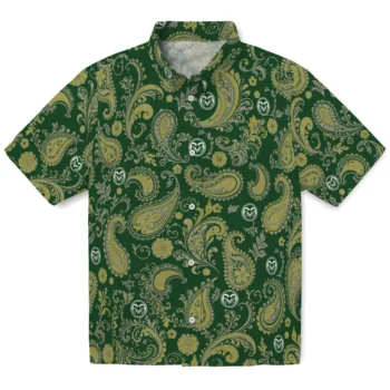 Colorado State Rams Hawaiian Shirt - Paisley Print Green