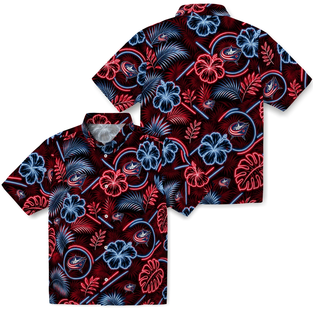 columbus-blue-jackets-hawaiian-shirt-personalized-neon-florals-black-high-quality.webp