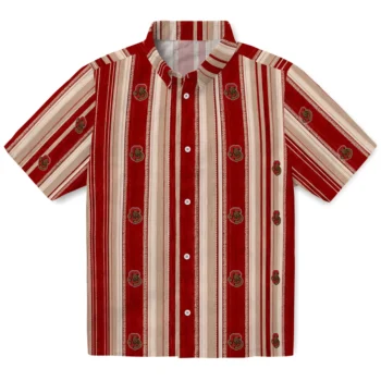 Cornell Big Red Hawaiian Shirt - Distressed Stripes Red Brown
