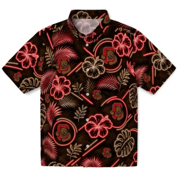 Cornell Big Red Hawaiian Shirt - Neon Florals Black