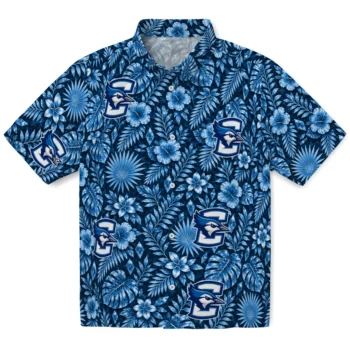 Creighton Bluejays Hawaiian Shirt - Crystal Foliage Blue