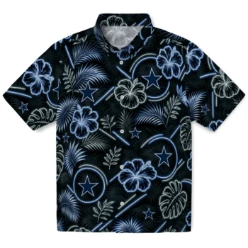 Dallas Cowboys Hawaiian Shirt - Neon Florals Black