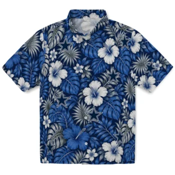 Dallas Cowboys Hawaiian Shirt - Hibiscus Monstera Blue