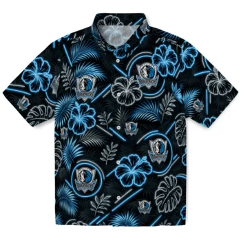 Dallas Mavericks Hawaiian Shirt - Neon Florals Black
