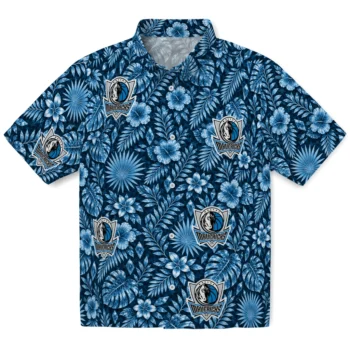 Dallas Mavericks Hawaiian Shirt - Crystal Foliage Blue