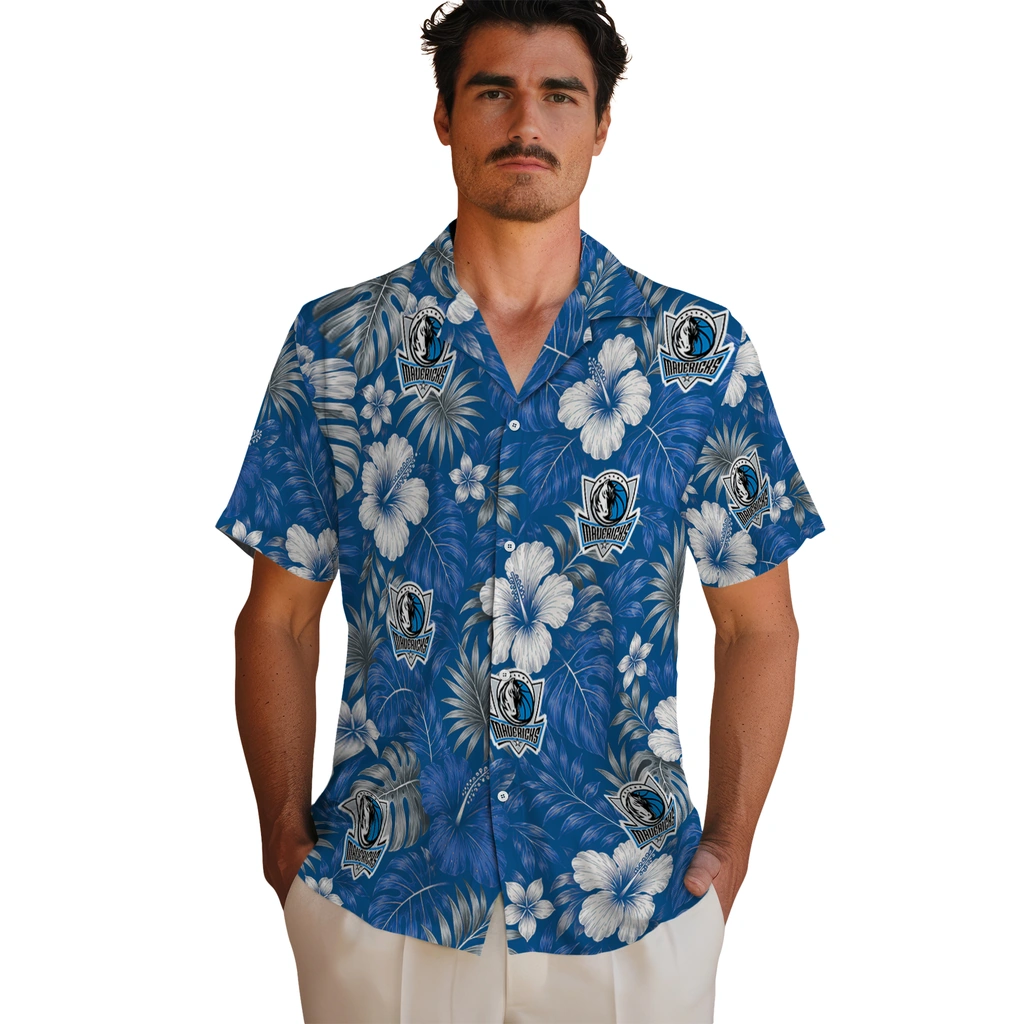 dallas-mavericks-hawaiian-shirt-customized-hibiscus-monstera-blue-fashion-forward.webp