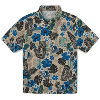 Dallas Mavericks Hawaiian Shirt - Tiki Masks Warm Beige