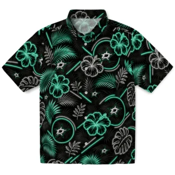 Dallas Stars Hawaiian Shirt - Neon Florals Black