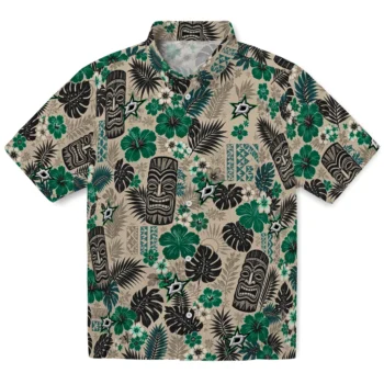 Dallas Stars Hawaiian Shirt - Tiki Masks Warm Beige