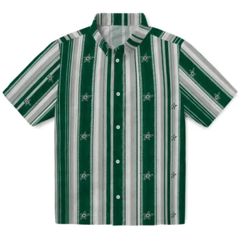 Dallas Stars Hawaiian Shirt - Distressed Stripes Green Silver