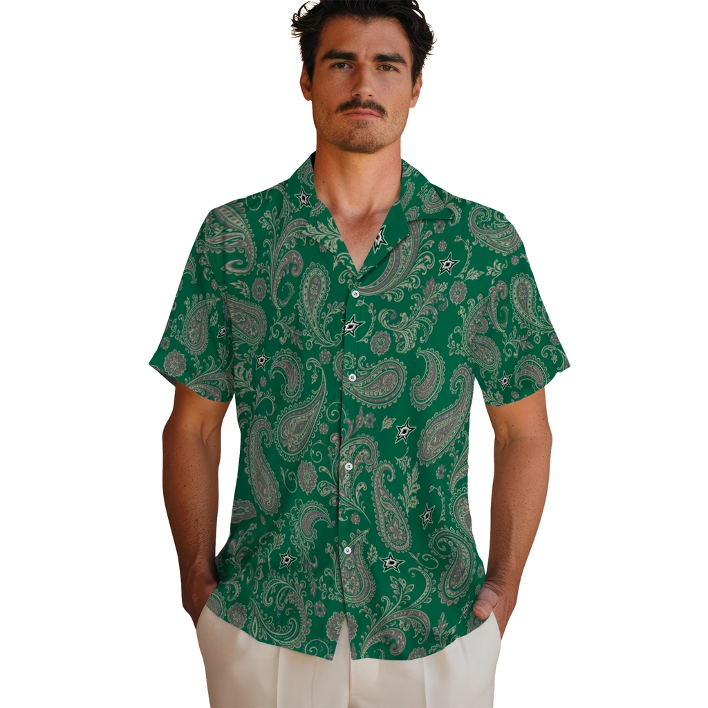 dallas-stars-hawaiian-shirt-personalized-paisley-print-green-fashion-forward.webp