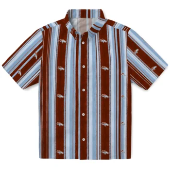 Denver Broncos Hawaiian Shirt - Distressed Stripes Orange Blue