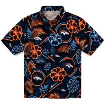 Denver Broncos Hawaiian Shirt - Neon Florals Black