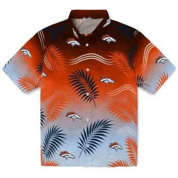 Denver Broncos Hawaiian Shirt - Ombre Fronds Orange