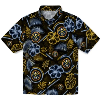 Denver Nuggets Hawaiian Shirt - Neon Florals Black