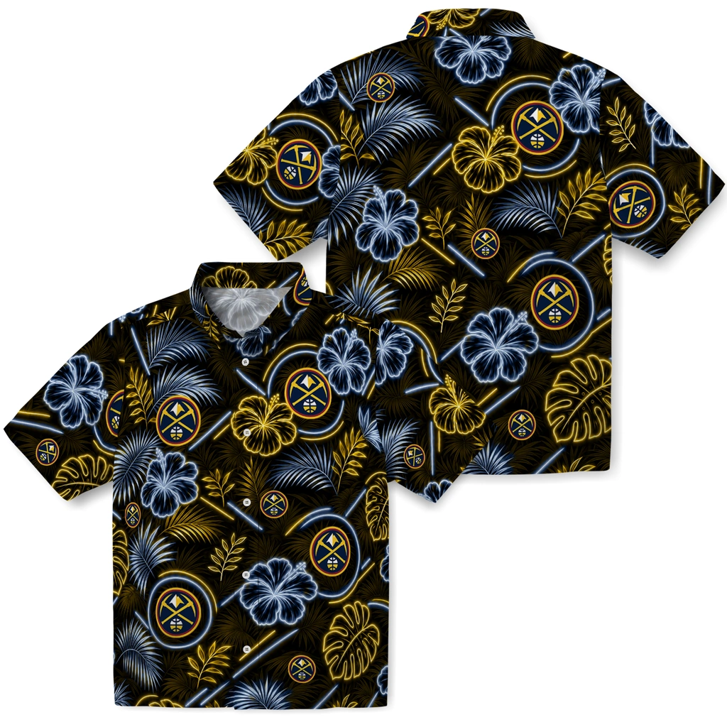 denver-nuggets-hawaiian-shirt-customized-neon-florals-black-high-quality.webp