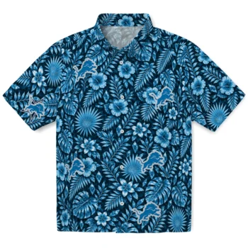 Detroit Lions Hawaiian Shirt - Crystal Foliage Blue