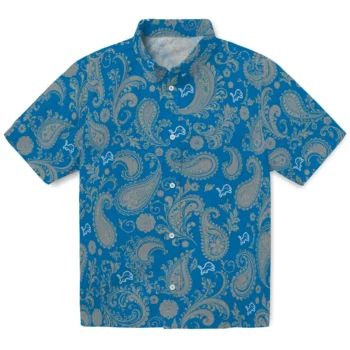 Detroit Lions Hawaiian Shirt - Paisley Print Blue