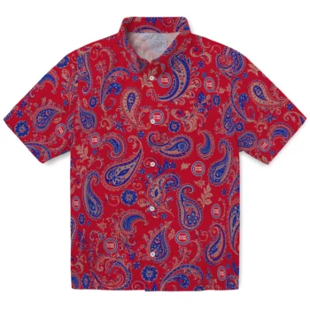 Detroit Pistons Hawaiian Shirt - Paisley Print Red